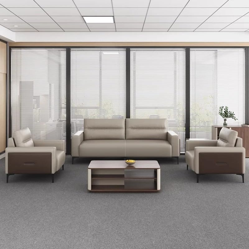 Aroma Homes Modern Office Leather Sofa Set – 3+2+1 Seater | Minimalist PU Leather Couch | Elegant Seating for Living Room, Lounge, or Reception Area (Beige Brown) - Image 5